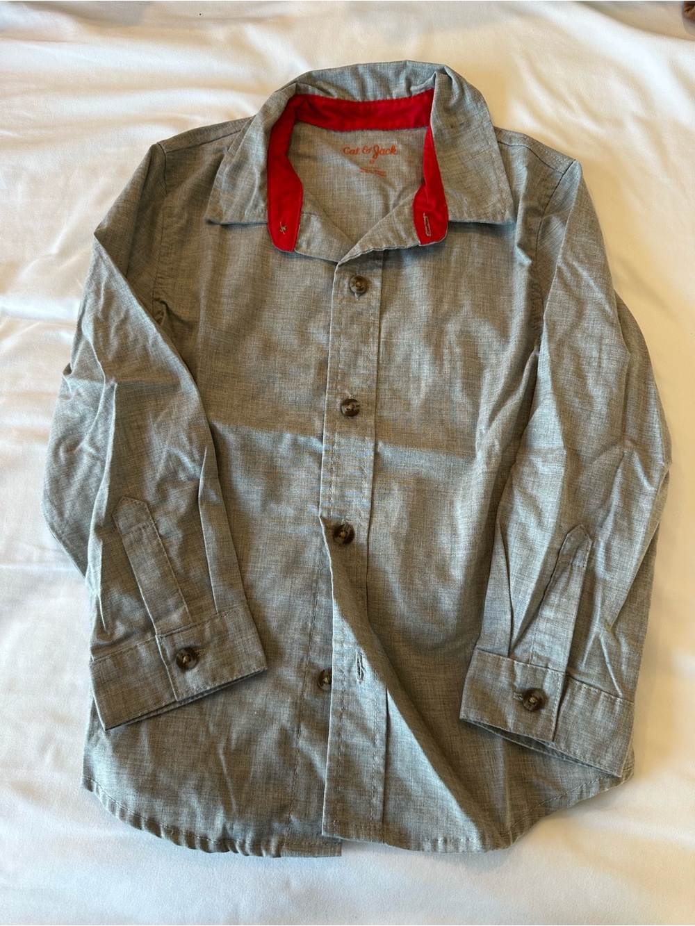 4T Cat & Jack Gray Button Up Long Sleeve